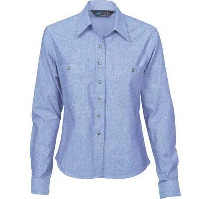 DNC Ladies Cotton Chambray Shirt Long Sleeve (4106)-- V-Neck T-Shirt Long Sleeve Cotton DNC Ladies Cotton Chambray Shirt Long Sleeve (4106)-- V-Neck T-Shirt Long Sleeve Cotton