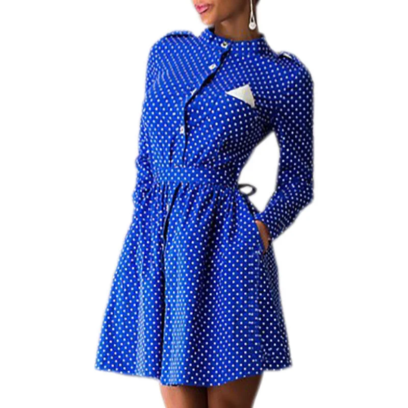 Autumn Polka Dot Decoration Long Sleeve Slim Mini Dress Casual Style Dress Three Colors Dress Vestidos Q0009B Classic Casual Mini Dress Autumn Polka Dot Decoration Long Sleeve Slim Mini Dress Casual Style Dress Three Colors Dress Vestidos Q0009B Classic Casual Mini Dress