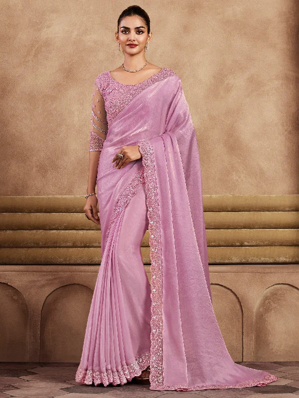 Women's Satin Silk Pink Embellished Designer Saree With Blouse Piece Soft Satin Blouse Women's Satin Silk Pink Embellished Designer Saree With Blouse Piece Soft Satin Blouse