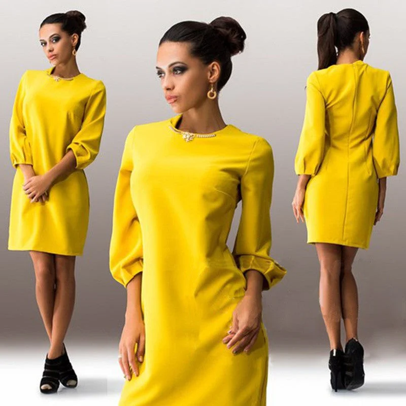 female Mini dress women Casual dress Straight Lantern Sleeve solid color o-neck Three Quarter dress LQ8903E Elegant Satin Lace Mini Dress female Mini dress women Casual dress Straight Lantern Sleeve solid color o-neck Three Quarter dress LQ8903E Elegant Satin Lace Mini Dress