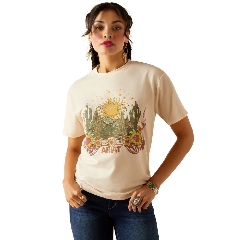 10048583 Ariat Women's Desert Dreaming Short Sleeve T-Shirt - Natural-- Terry Blend Velvet Blend Canvas Blend 10048583 Ariat Women's Desert Dreaming Short Sleeve T-Shirt - Natural-- Terry Blend Velvet Blend Canvas Blend