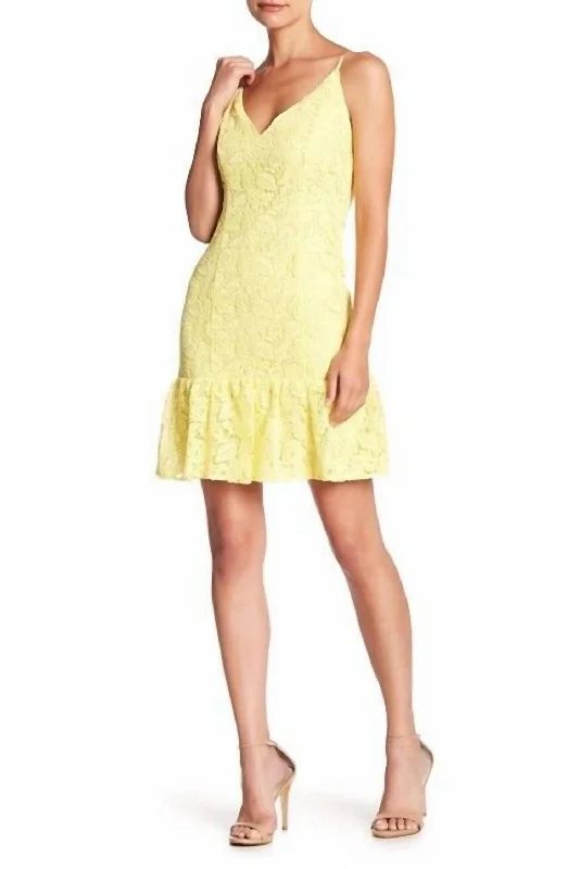 Rsvp Gisel Lace V Neck Spaghetti Straps Mini Dress In Yellow Trendy Tulle Mini Dress Rsvp Gisel Lace V Neck Spaghetti Straps Mini Dress In Yellow Trendy Tulle Mini Dress