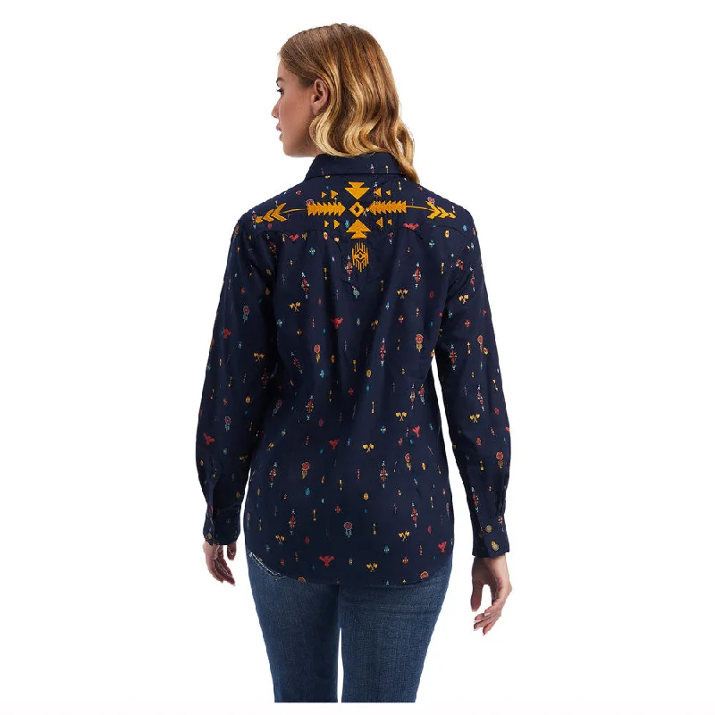 10041677 Ariat Women's REAL Dakota Long Sleeve Western Snap Shirt-- Front Pockets Side Pockets Patch Pockets 10041677 Ariat Women's REAL Dakota Long Sleeve Western Snap Shirt-- Front Pockets Side Pockets Patch Pockets