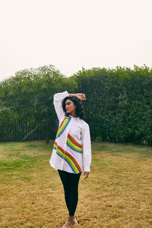 The Rainbow Shirt-- Satin Blend Silk Blend Wool Blend