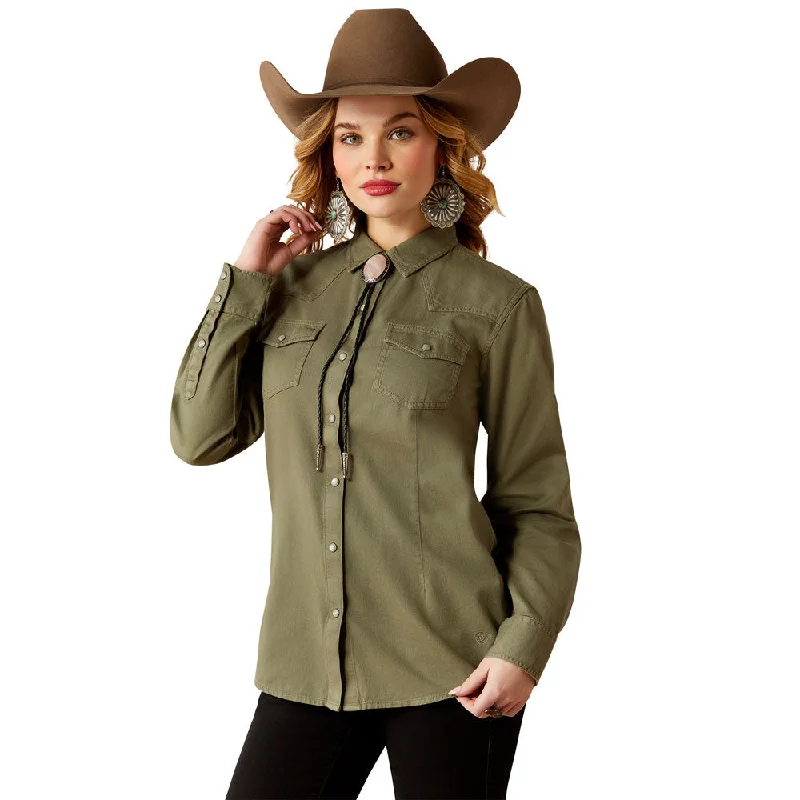 10053948 Ariat Women's REAL Jurlington Snap Shirt - Sea Spray-- Embroidered Appliqued Beaded 10053948 Ariat Women's REAL Jurlington Snap Shirt - Sea Spray-- Embroidered Appliqued Beaded