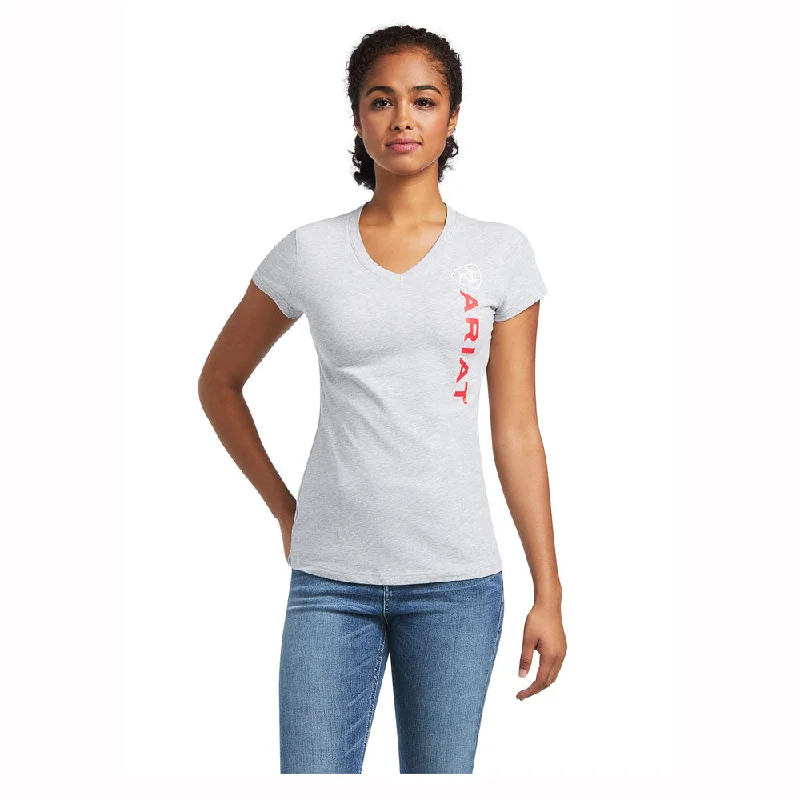 10039205 Ariat Women's Vertical Logo Short Sleeve T-Shirt - Heather Grey-- Cozy Warm Stylish 10039205 Ariat Women's Vertical Logo Short Sleeve T-Shirt - Heather Grey-- Cozy Warm Stylish