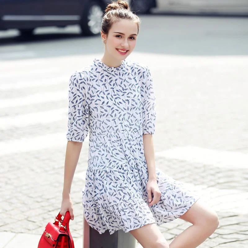 Women Dress Vintage Summer Mini Dress Office Dress A-line Slim Chiffon Dress Trendy Floral Mini Dress Women Dress Vintage Summer Mini Dress Office Dress A-line Slim Chiffon Dress Trendy Floral Mini Dress