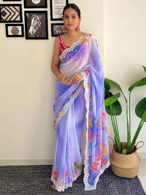 Women's Georgette Pink Embellished Designer Saree With Blouse Piece Asymmetric Hem Blouse Women's Georgette Pink Embellished Designer Saree With Blouse Piece Asymmetric Hem Blouse