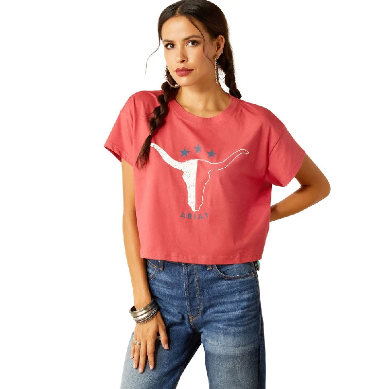 10051299 Ariat Women's Lone Star Short Sleeve T-Shirt - Garnet Rose-- Anti-Shrink Durable Soft 10051299 Ariat Women's Lone Star Short Sleeve T-Shirt - Garnet Rose-- Anti-Shrink Durable Soft