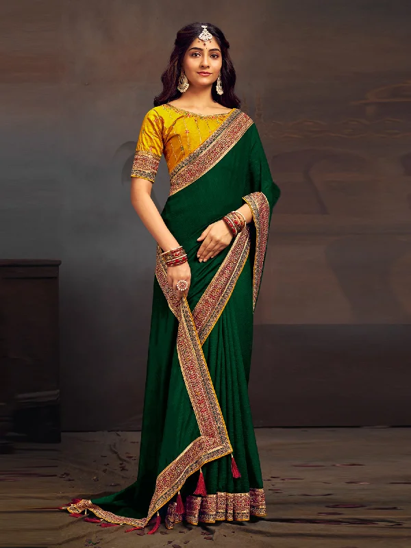 Women's Vichitra Silk Yellow Embroidered Designer Saree With Blouse Piece Versatile Layering Blouse Women's Vichitra Silk Yellow Embroidered Designer Saree With Blouse Piece Versatile Layering Blouse