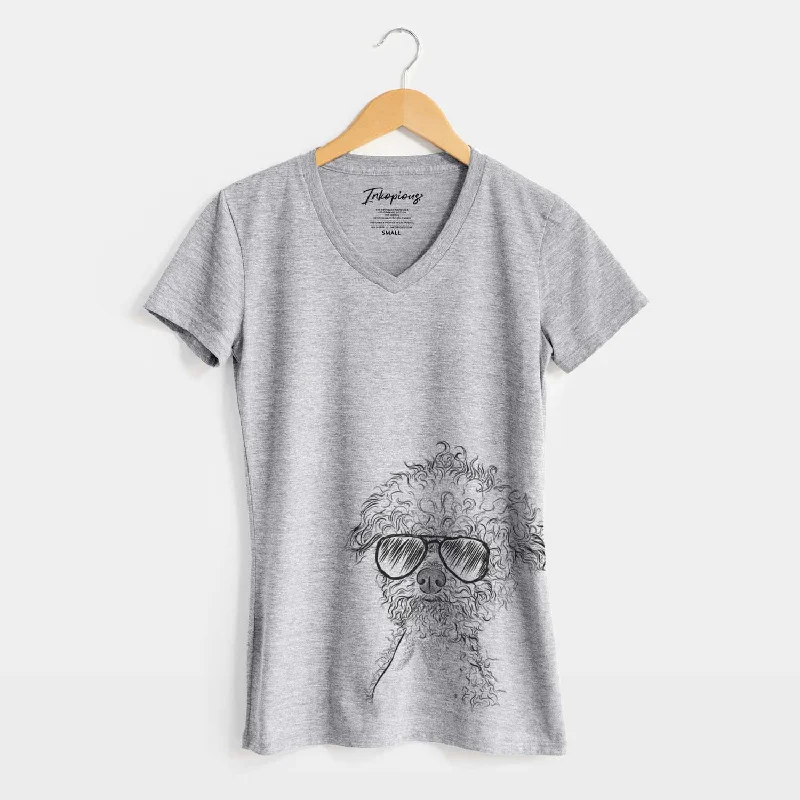 Aviator Muffin the Poodle - Women's V-neck Shirt -- Basic T-Shirt Crew Neck Short Sleeve Aviator Muffin the Poodle - Women's V-neck Shirt -- Basic T-Shirt Crew Neck Short Sleeve