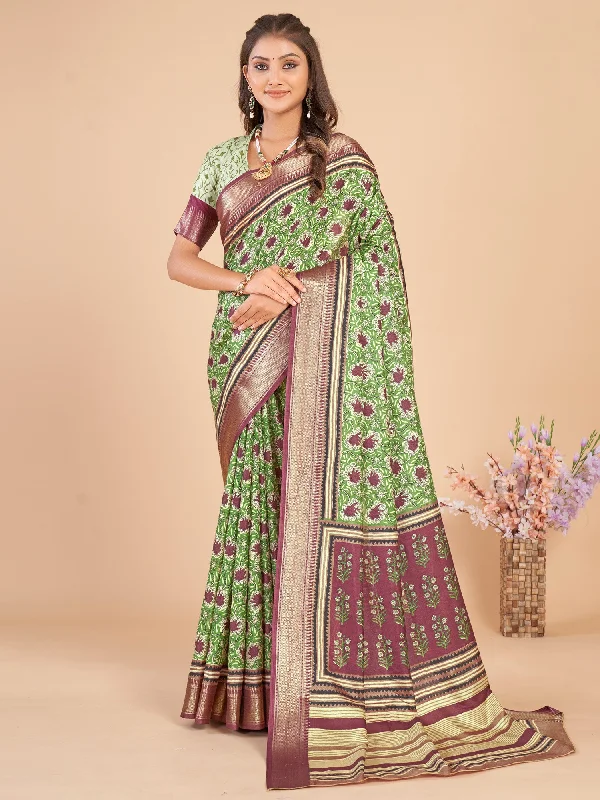 Women's Dola Silk Light Green Woven Design Designer Saree With Blouse Piece Sheer Sleeve Blouse Women's Dola Silk Light Green Woven Design Designer Saree With Blouse Piece Sheer Sleeve Blouse