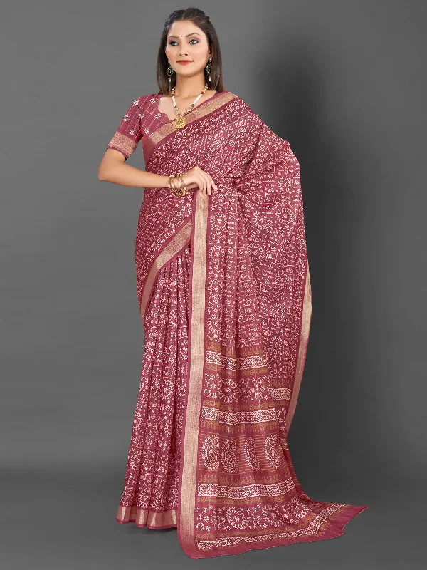 Women's Silk Blend Rose Gold Printed Designer Saree With Blouse Piece Slim Fit Blouse Women's Silk Blend Rose Gold Printed Designer Saree With Blouse Piece Slim Fit Blouse