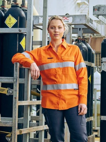 Bisley Apex 160 Women's Taped Hi Vis FR Ripstop Vented Shirt (BL8339T)-- Casual Formal Business Bisley Apex 160 Women's Taped Hi Vis FR Ripstop Vented Shirt (BL8339T)-- Casual Formal Business