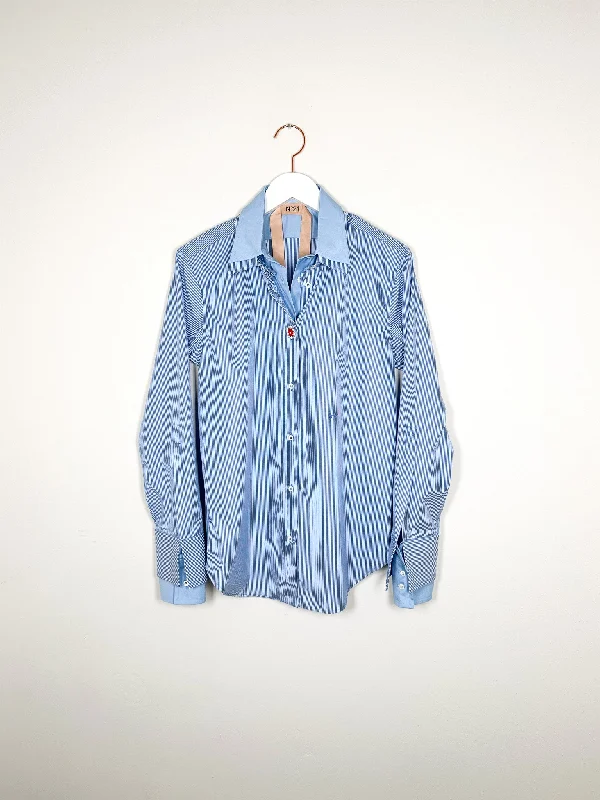 Nº 21 - Shirts - Striped Light Blue/ White-- Front Pockets Side Pockets Patch Pockets Nº 21 - Shirts - Striped Light Blue/ White-- Front Pockets Side Pockets Patch Pockets