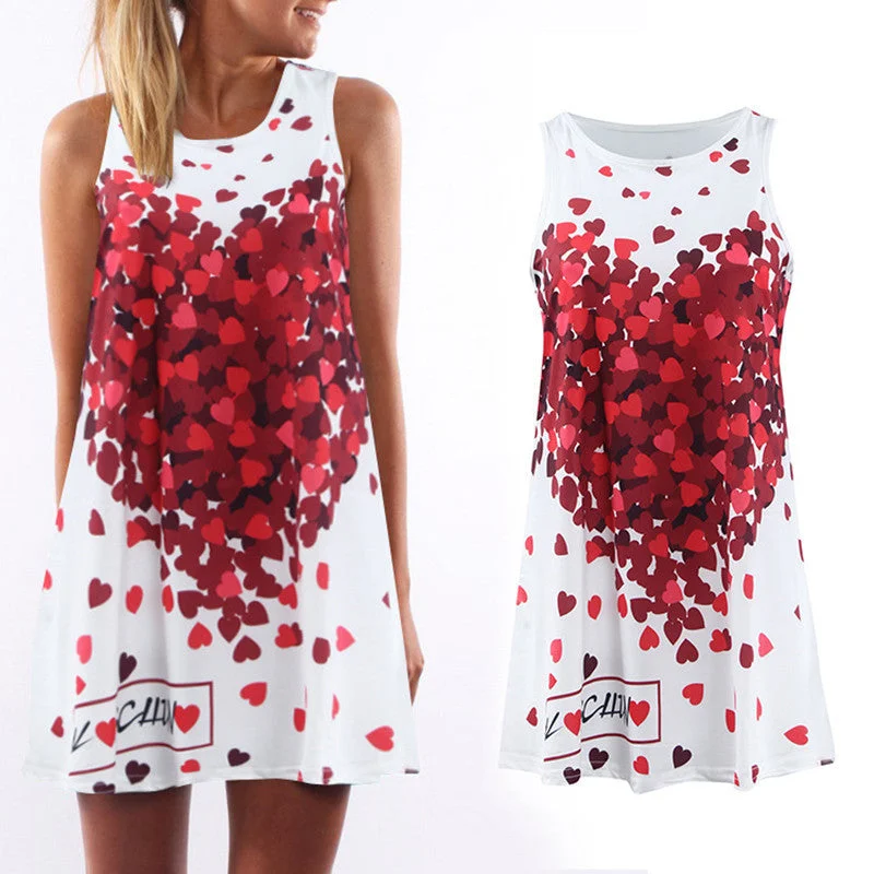 Bohemian women's dress loose sleeveless peach heart print dress sleeveless A-Beach Party Mini Dress Classic Striped Mini Dress Bohemian women's dress loose sleeveless peach heart print dress sleeveless A-Beach Party Mini Dress Classic Striped Mini Dress