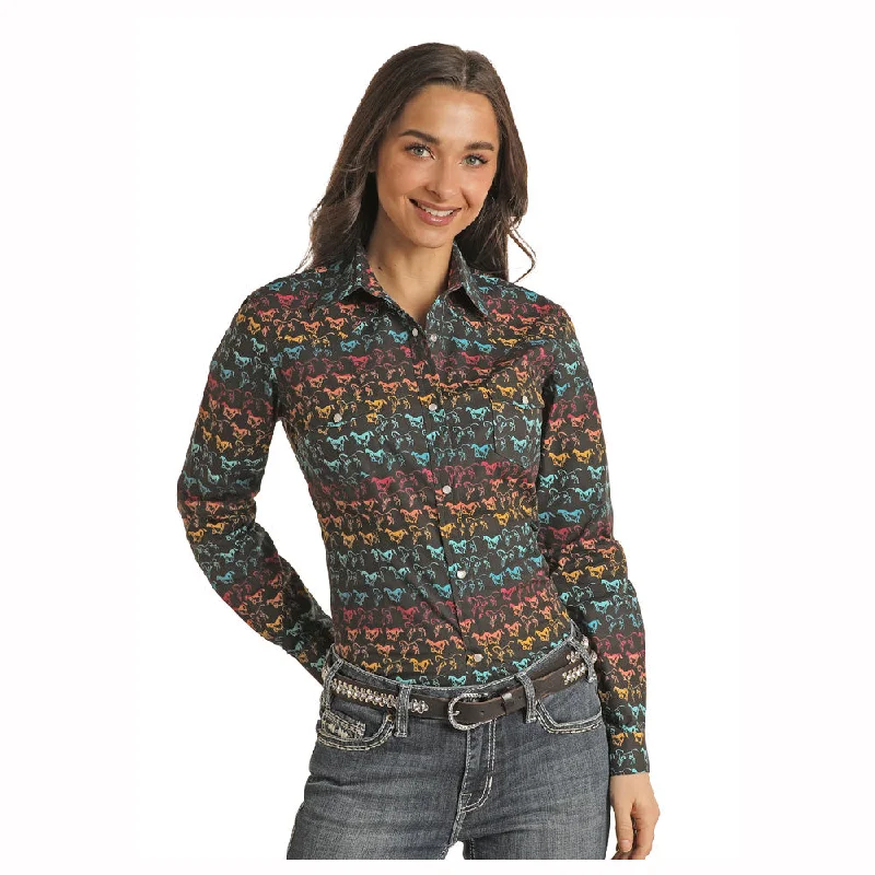 JWN2S02940 Panhandle Juniors Long Sleeve Snap Shirt - Charcoal-- Elegant Classic Vintage JWN2S02940 Panhandle Juniors Long Sleeve Snap Shirt - Charcoal-- Elegant Classic Vintage