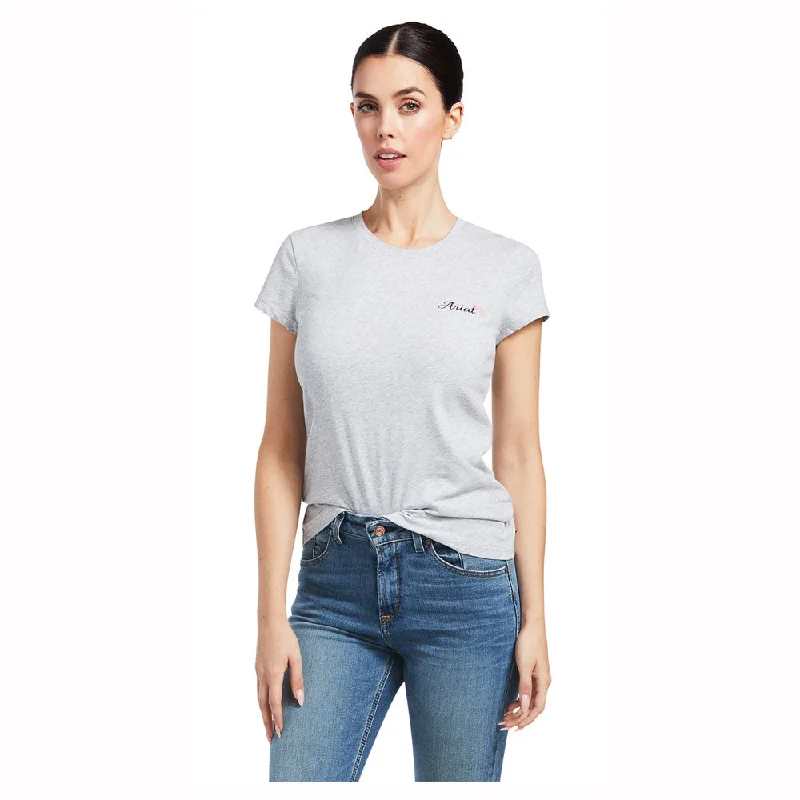 10039651 Ariat Women's Logo Script Short Sleeve T-Shirt - Heather Grey-- Rayon Velvet Corduroy 10039651 Ariat Women's Logo Script Short Sleeve T-Shirt - Heather Grey-- Rayon Velvet Corduroy
