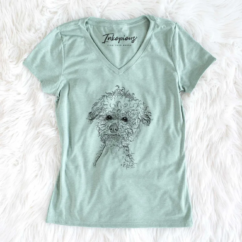 Bare Muffin the Poodle - Women's V-neck Shirt-- Graphic T-Shirt Round Neck Polyester Bare Muffin the Poodle - Women's V-neck Shirt-- Graphic T-Shirt Round Neck Polyester