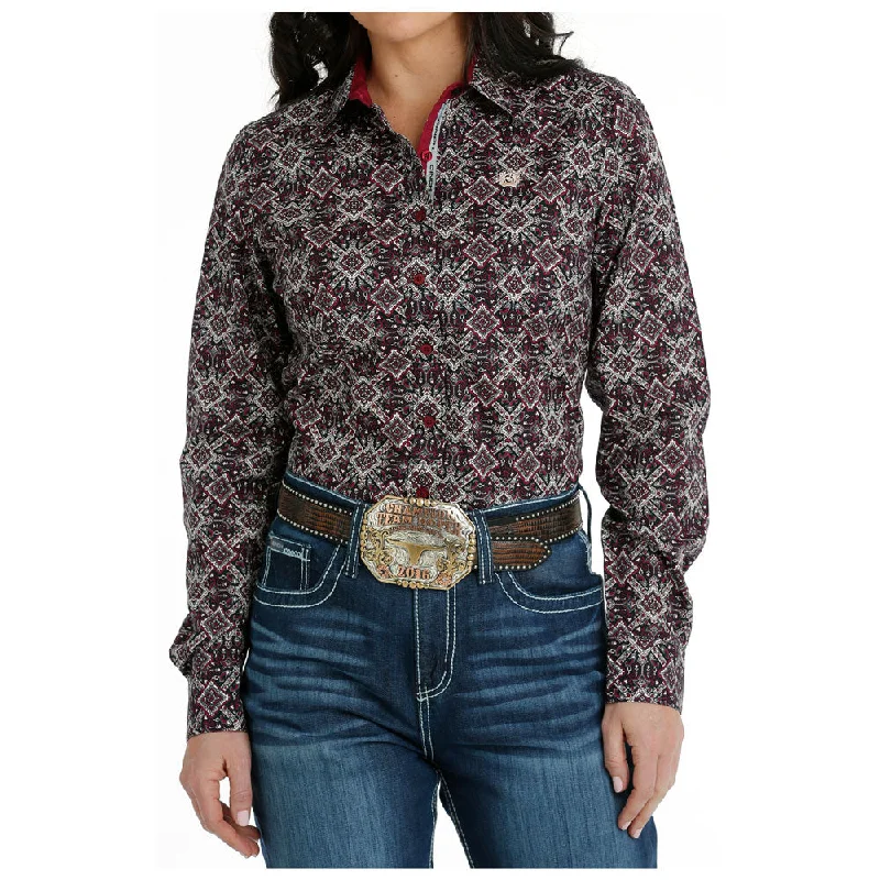 MSW9165042 Cinch Women's Long Sleeve Buttondown Western Shirt - Multicolor Print-- Fleece Nylon Spandex MSW9165042 Cinch Women's Long Sleeve Buttondown Western Shirt - Multicolor Print-- Fleece Nylon Spandex