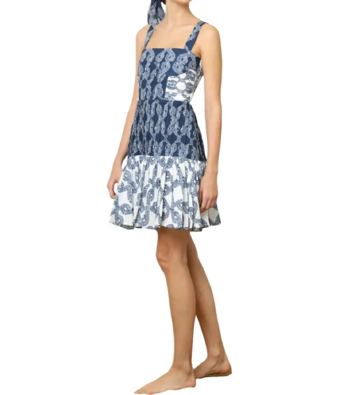Aithana Mini Dress In Knots Navy Classic Black Mini Dress