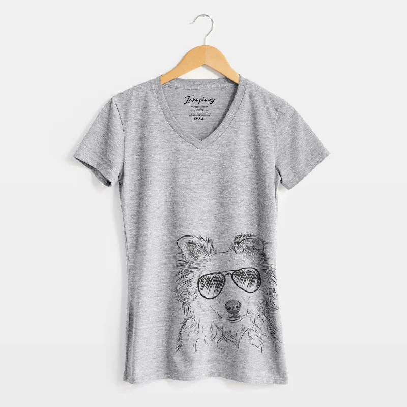 Aviator Bonsai the Mixed Breed - Women's V-neck Shirt-- Elasticated Padded Insulated Aviator Bonsai the Mixed Breed - Women's V-neck Shirt-- Elasticated Padded Insulated