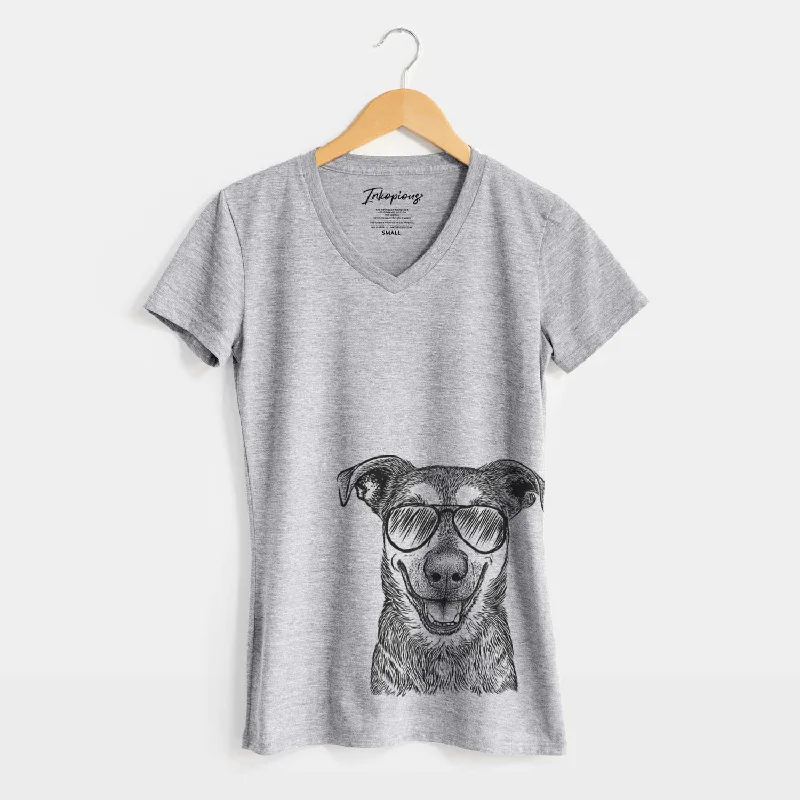 Aviator Case the Mixed Breed - Women's V-neck Shirt-- Cashmere Blend Cotton Blend Poly Blend Aviator Case the Mixed Breed - Women's V-neck Shirt-- Cashmere Blend Cotton Blend Poly Blend