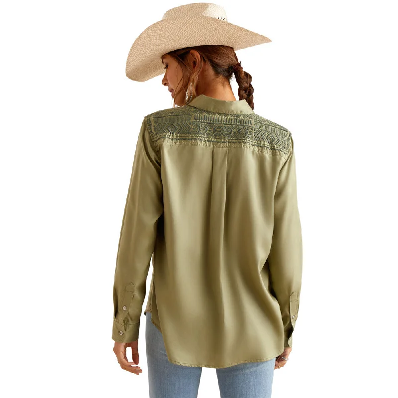 10048990 Ariat Women's Erika Long Sleeve Western Shirt - Sage Green-- Chenille Blend Fleece Blend Nylon Blend 10048990 Ariat Women's Erika Long Sleeve Western Shirt - Sage Green-- Chenille Blend Fleece Blend Nylon Blend