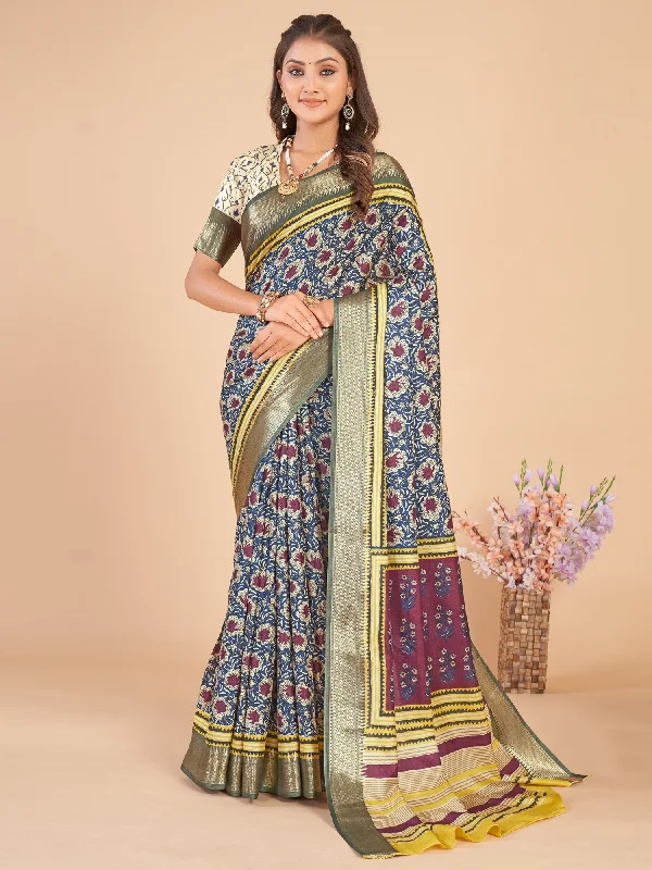 Women's Dola Silk Navy Blue Woven Design Designer Saree With Blouse Piece Loose Oversized Blouse Women's Dola Silk Navy Blue Woven Design Designer Saree With Blouse Piece Loose Oversized Blouse