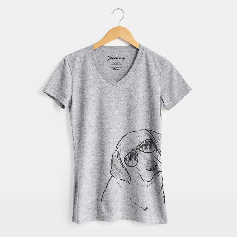 Aviator Stella the Yellow Lab - Women's V-neck Shirt-- Notch Collar Peter Pan Collar Cowl Neck Aviator Stella the Yellow Lab - Women's V-neck Shirt-- Notch Collar Peter Pan Collar Cowl Neck