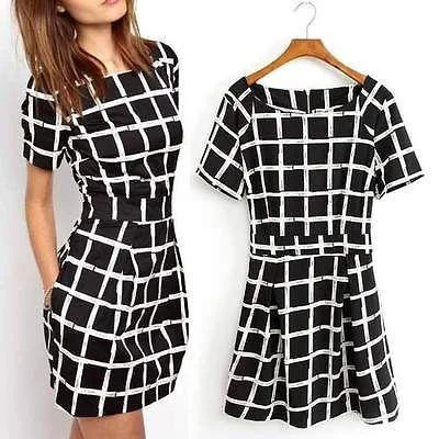 Women's Short Sleeve Bodycon Short Sleeved Plaid Party Bud Mini Dress Fashionable Pleated Mini Dress Women's Short Sleeve Bodycon Short Sleeved Plaid Party Bud Mini Dress Fashionable Pleated Mini Dress