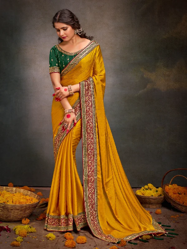 Women's Satin Silk Green Embroidered Designer Saree With Blouse Piece Subtle Shimmer Blouse Women's Satin Silk Green Embroidered Designer Saree With Blouse Piece Subtle Shimmer Blouse