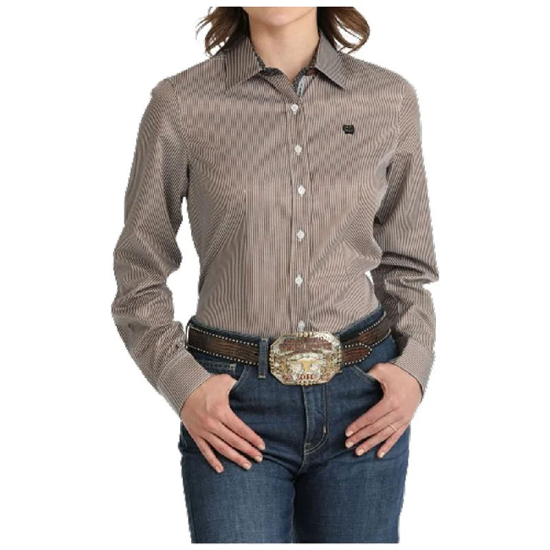 MSW9165058 Cinch Women's Long Sleeve Western Shirt - Navy Stripe-- V-Neck T-Shirt Long Sleeve Cotton MSW9165058 Cinch Women's Long Sleeve Western Shirt - Navy Stripe-- V-Neck T-Shirt Long Sleeve Cotton
