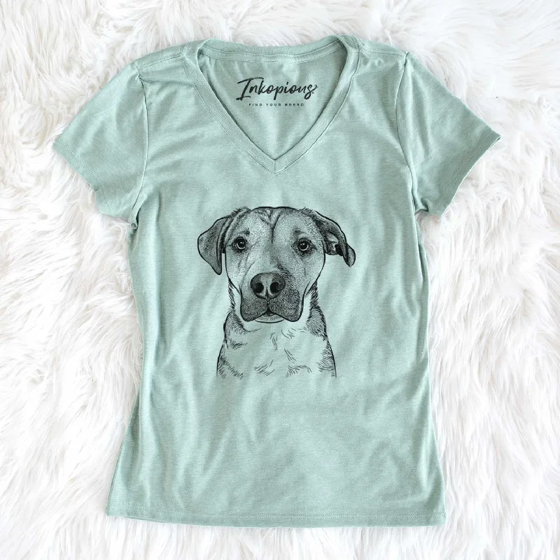 Bare Nemo the Mixed Breed - Women's V-neck Shirt-- Nylon Fabric Polyester Fabric Spandex Fabric Bare Nemo the Mixed Breed - Women's V-neck Shirt-- Nylon Fabric Polyester Fabric Spandex Fabric