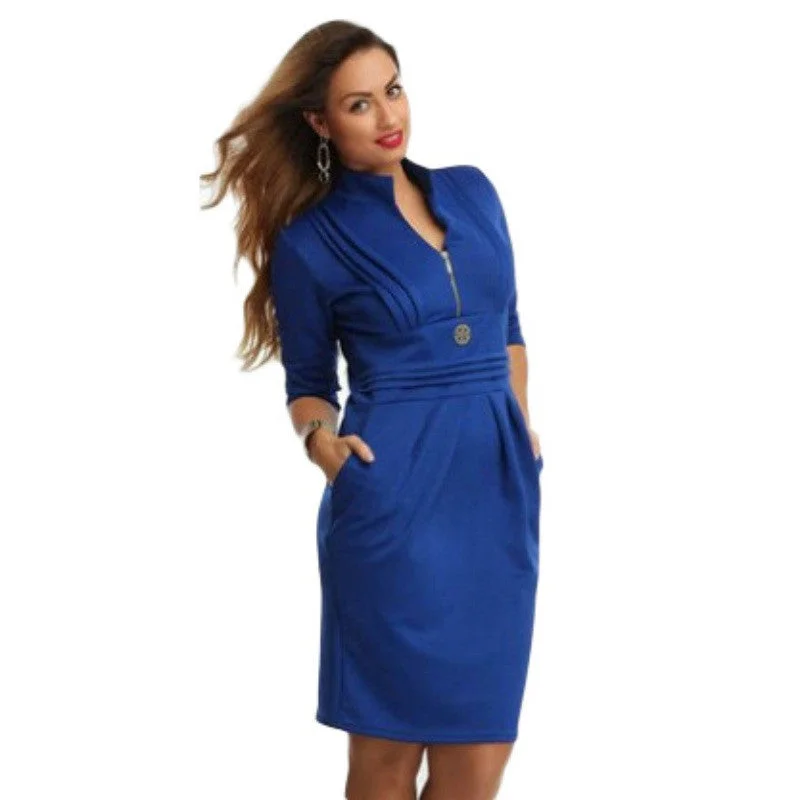 Plus Size Women Pencil Dress Casual Party Evening Zipper Deasin Mini Dress Classic Black Mini Dress Plus Size Women Pencil Dress Casual Party Evening Zipper Deasin Mini Dress Classic Black Mini Dress