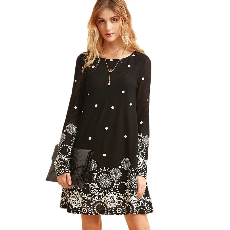 Casual Dresses for Woman Mini Dress Women Clothes Elegant Dress Vintage Black Retro Circle Print Tunic Dress Fashionable Boho-Chic Mini Dress Casual Dresses for Woman Mini Dress Women Clothes Elegant Dress Vintage Black Retro Circle Print Tunic Dress Fashionable Boho-Chic Mini Dress