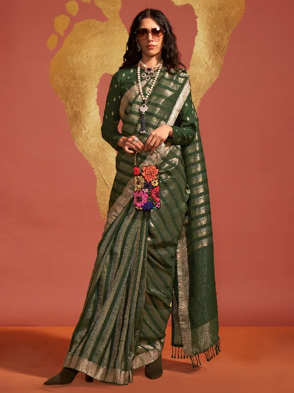 Women's Viscose Silk Green Woven Design Designer Saree With Blouse Piece Collared Satin Blouse Women's Viscose Silk Green Woven Design Designer Saree With Blouse Piece Collared Satin Blouse