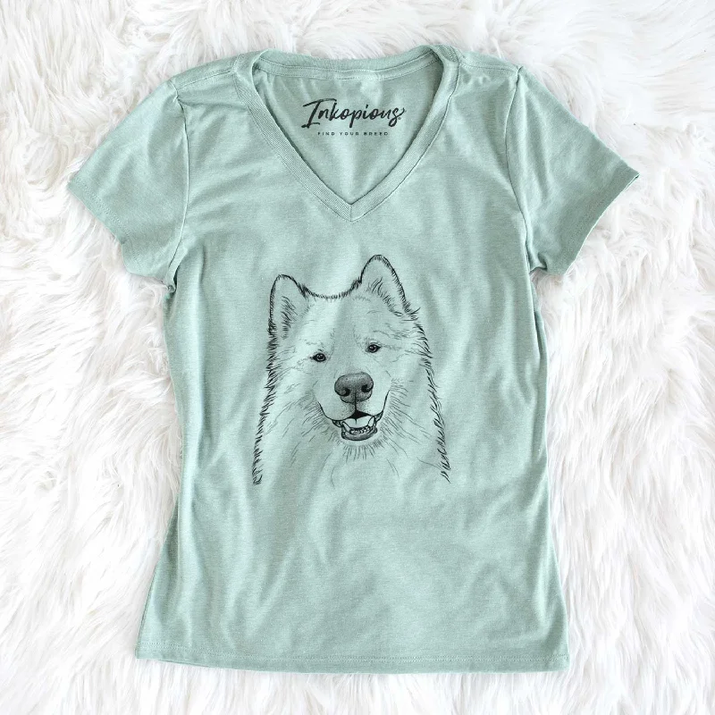 Bare Foster the Samoyed - Women's V-neck Shirt-- Ribbed T-Shirt High Neck Heavyweight Bare Foster the Samoyed - Women's V-neck Shirt-- Ribbed T-Shirt High Neck Heavyweight