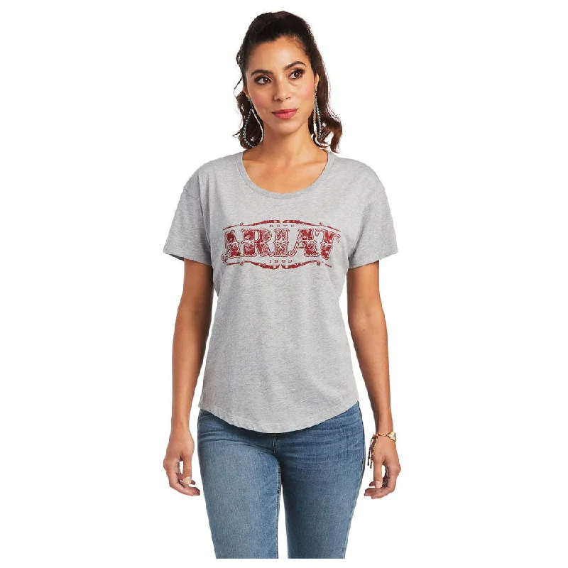 10040966 Ariat Women's Bandana Logo Short Sleeve T-Shirt - Heather grey-- Fitted T-Shirt Seamless Stretchy 10040966 Ariat Women's Bandana Logo Short Sleeve T-Shirt - Heather grey-- Fitted T-Shirt Seamless Stretchy