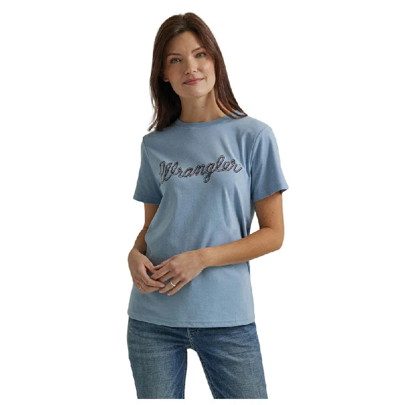 112344165 Wrangler Retro Women's Year-Round Short Sleeve Regular Fit T-Shirt - Ashley Blue Heather-- Satin Blend Silk Blend Wool Blend 112344165 Wrangler Retro Women's Year-Round Short Sleeve Regular Fit T-Shirt - Ashley Blue Heather-- Satin Blend Silk Blend Wool Blend