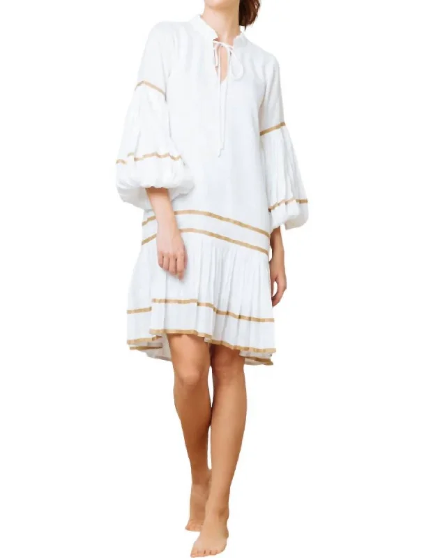 Ilana Mini Dress In White Stylish Ruffle Mini Dress