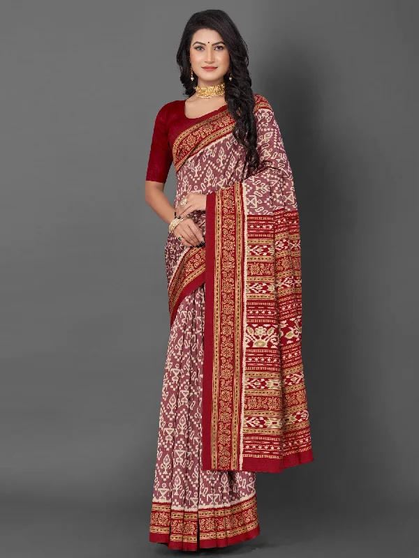 Women's Bhagalpuri Silk Mauve Printed Designer Saree With Blouse Piece Silky Draped Blouse Women's Bhagalpuri Silk Mauve Printed Designer Saree With Blouse Piece Silky Draped Blouse