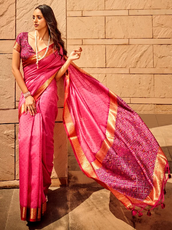 Women's Silk Blend Pink Woven Design Designer Saree With Blouse Piece Elegant Peplum Blouse Women's Silk Blend Pink Woven Design Designer Saree With Blouse Piece Elegant Peplum Blouse
