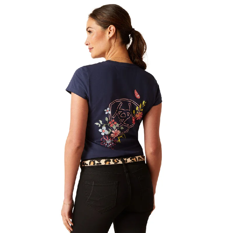 10048544 Ariat Women's Pretty Shield Short Sleeve T-Shirt - Navy Eclipse-- Polka Dot Checkered Tartan 10048544 Ariat Women's Pretty Shield Short Sleeve T-Shirt - Navy Eclipse-- Polka Dot Checkered Tartan