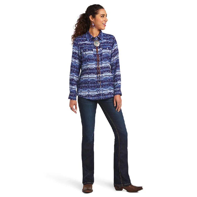 10040707 Ariat Women's Real Long Sleeve Snap Shirt - Oceanic-- Oversized T-Shirt Spandex breathable 10040707 Ariat Women's Real Long Sleeve Snap Shirt - Oceanic-- Oversized T-Shirt Spandex breathable