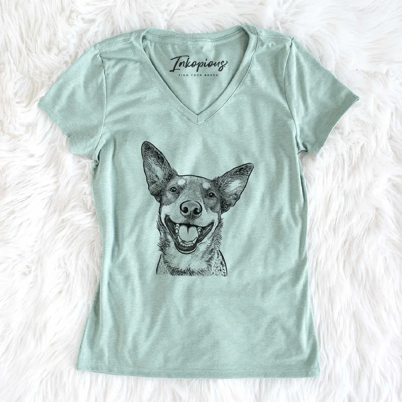 Bare Lily the Australian Cattle Dog - Women's V-neck Shirt-- Welt Pockets Slit Pockets Flap Pockets Bare Lily the Australian Cattle Dog - Women's V-neck Shirt-- Welt Pockets Slit Pockets Flap Pockets