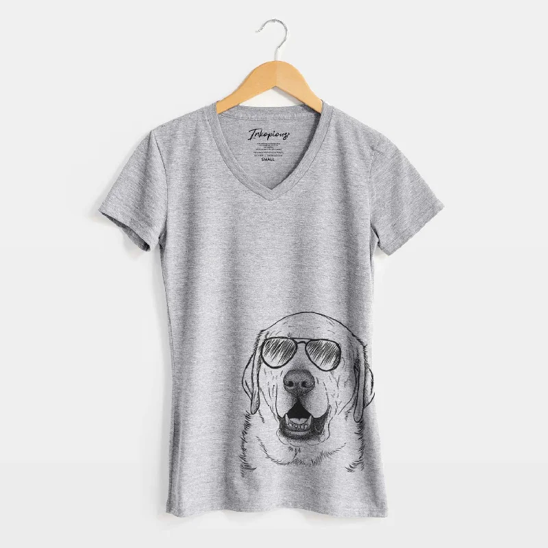 Aviator Sparks the Labrador Retriever - Women's V-neck Shirt-- Modern Contemporary Chic Aviator Sparks the Labrador Retriever - Women's V-neck Shirt-- Modern Contemporary Chic
