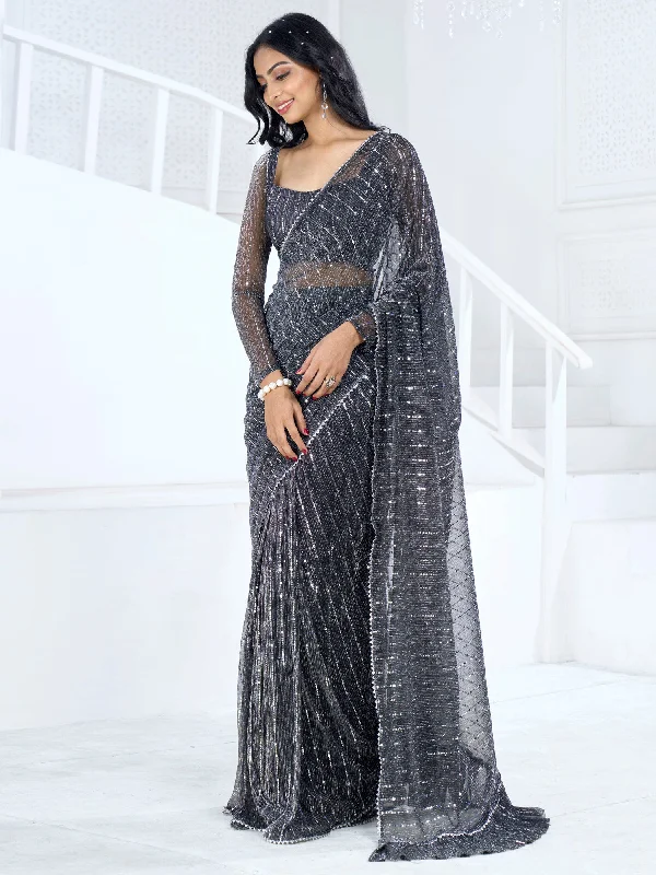 Women's Lycra Black Embellished Ready to Wear With Blouse Piece Casual Relaxed Fit Blouse Women's Lycra Black Embellished Ready to Wear With Blouse Piece Casual Relaxed Fit Blouse