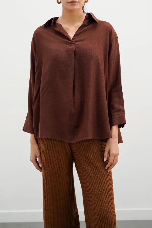 PLEATED BLOUSE Sheer Sleeve Blouse