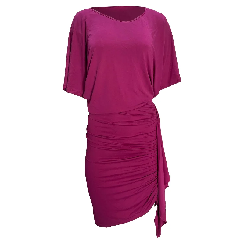 Michael Kors Ruched Mini Dress in Pink Cotton Casual High-Waist Mini Dress